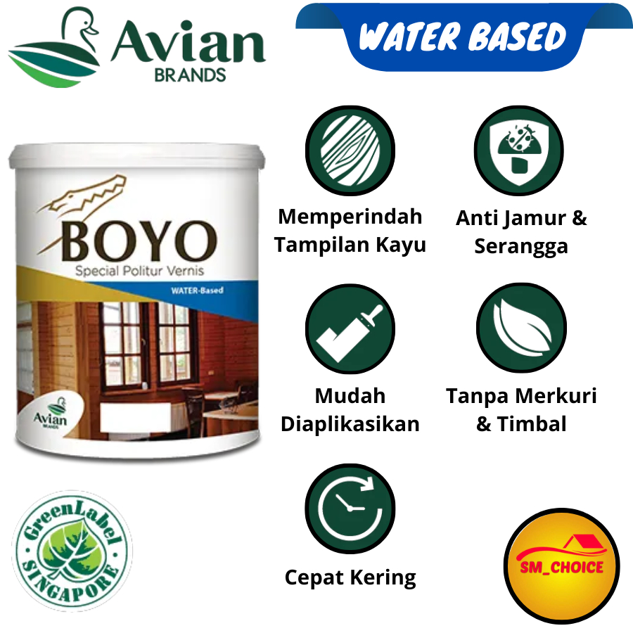 BOYO POLITUR VERNIS WATER BASED 1KG VERNIS PLITUR BOYO AIR VERNIS 1KG