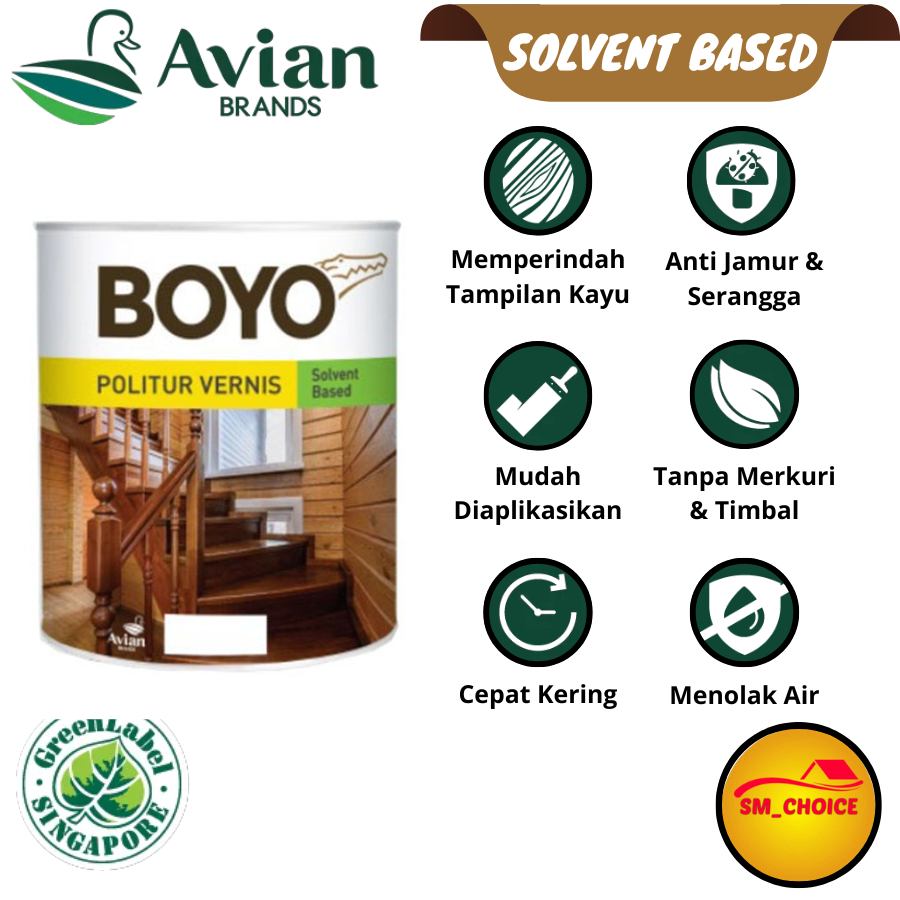 BOYO POLITUR VERNIS SOLVENT BASED 1KG - VERNIS PLITUR BOYO VERNIS 1KG
