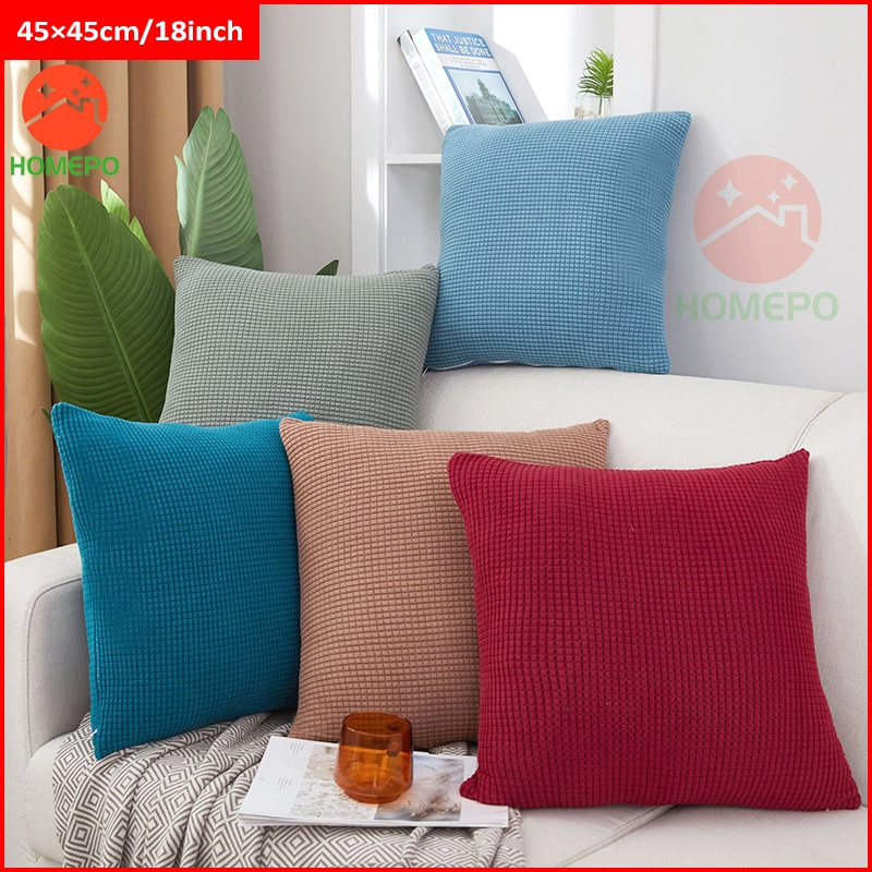 Homepo Sarung Bantal Sofa 45×45 Polos Bantal Kursi Sarung Cover Bantal Sofa Elastis Dekorasi Rumah