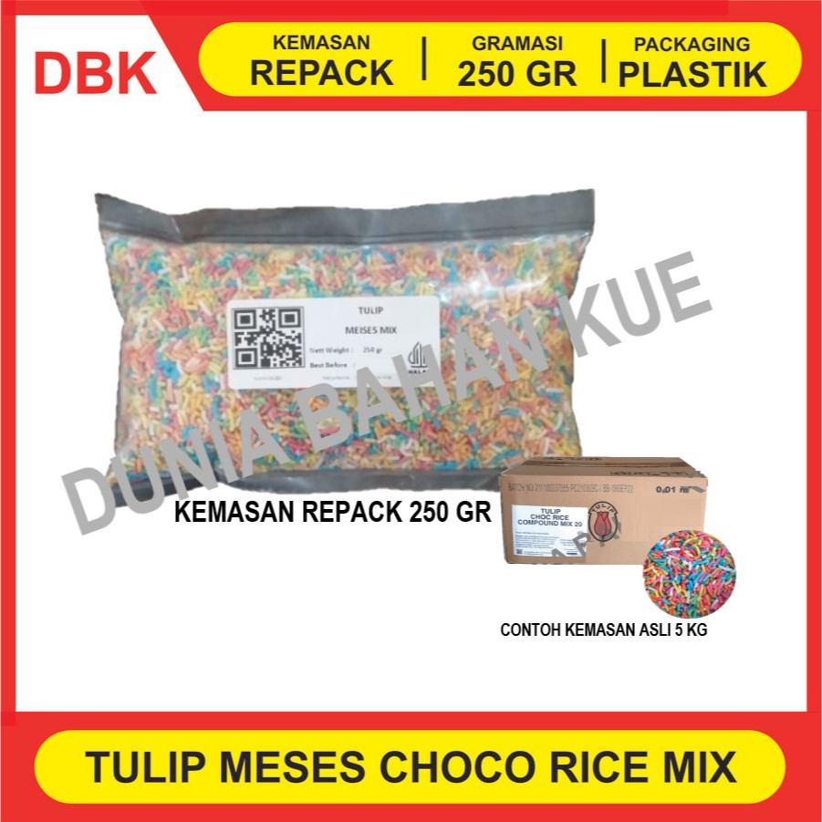 

TULIP MESES WARNA WARNI CHOCORICE MIX REPACK 250 GR / MEISES / CERES