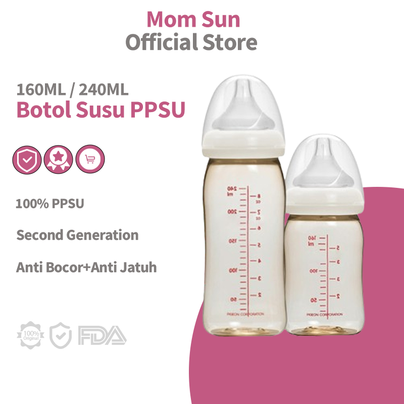 Mom Sun Botol Susu PPSU 160ML / 240ML Generasi Kedua Botol Susu Bayi BPA Free Botol Bayi Newborn BPS