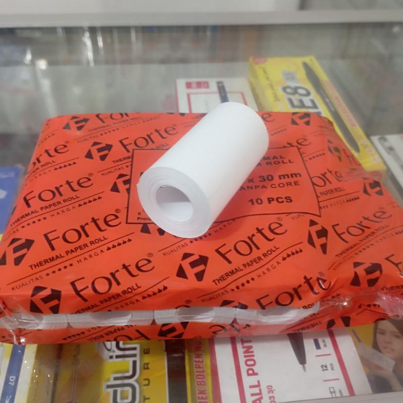 

1 PAK ISI 10 KERTAS STRUK KASIR THERMAL POLOS 57X30 58x30 PRINTER KECIL BRI LINK ATM MINI