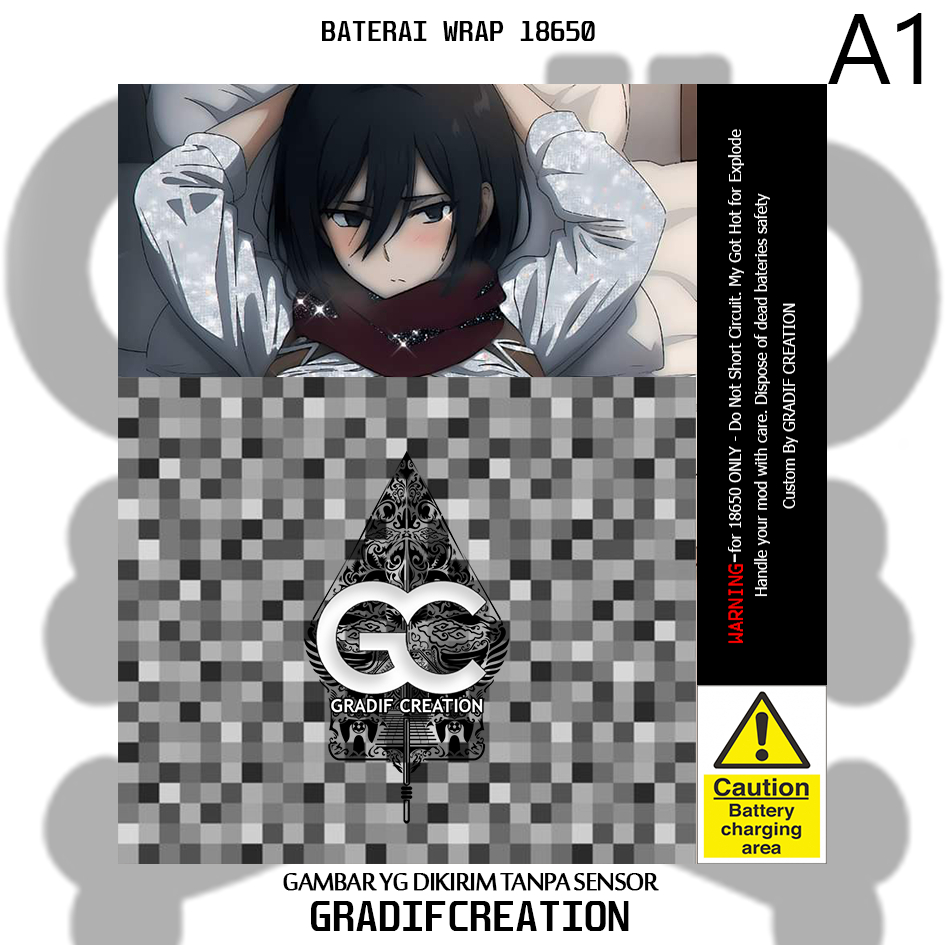 

18650 Wrap Anime Naked wrap premium - Gambar asli bisa chat admin