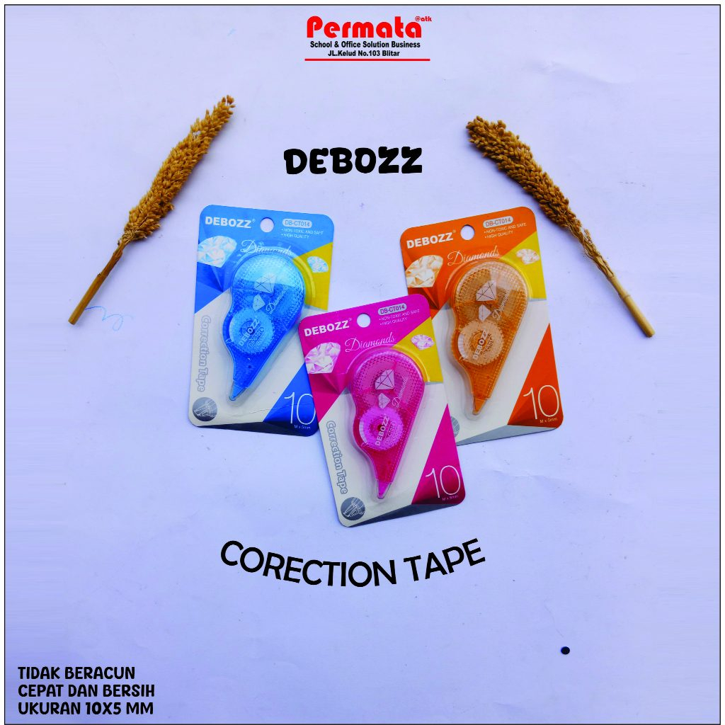 

CORRECTION TAPE DEBOZZ DIAMOND DB - CT014 UKURAN 10M X 5MM/TIP X PITA