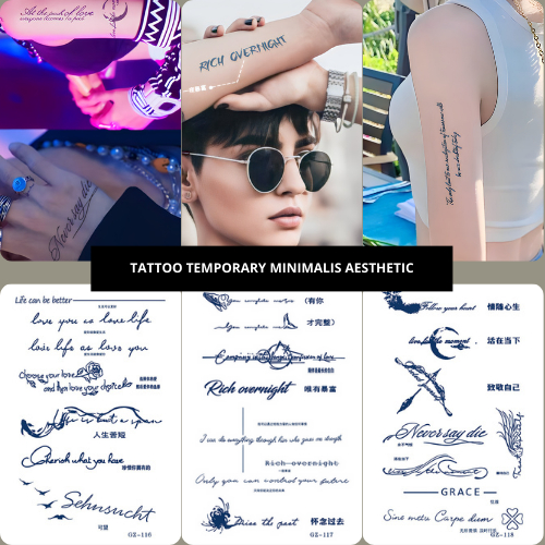 TATTOO TEMPORARY MINIMALIS TAHAN LAMA 15 HARI FRUIT INK TATO TEMPORER KECIL MOTIF TULISAN AESTHETIC 