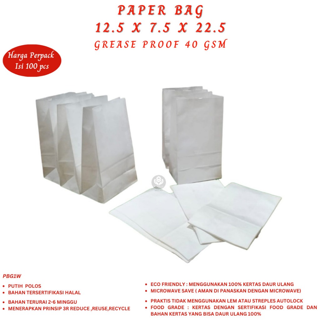 Kantong Kertas Ayam Fried Chicken / Kemasan Kertas Polos / Kantong Makanan  / Bungkus Gorengan / 100