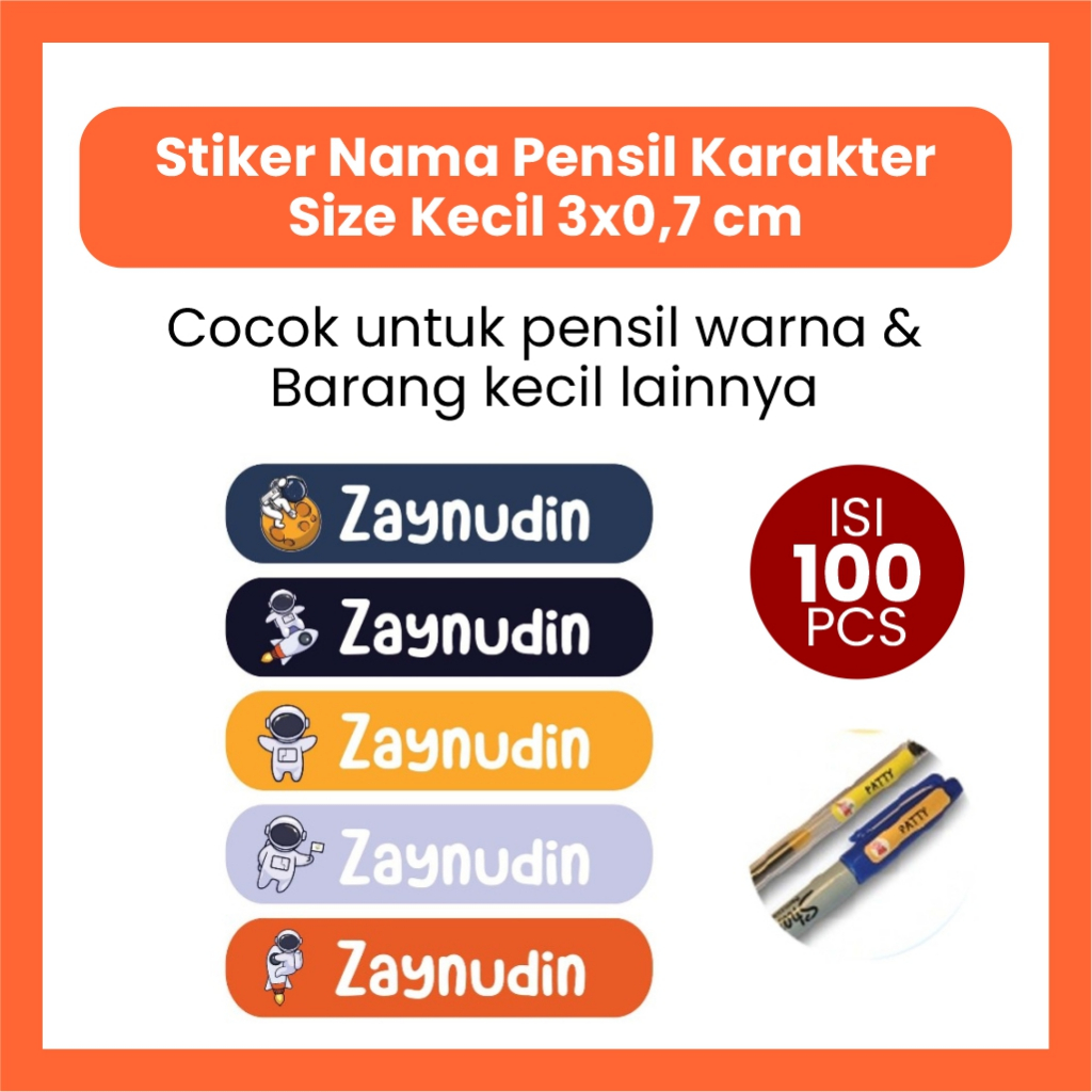 

Stiker Label Nama Custom Ukuran Kecil / Stiker Pensil isi 100 pcs Murah berkualitas