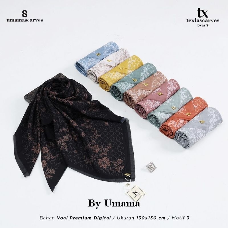 [Grosir/3Pcs]Hijab Segiempat Motif Syar'i Umama Scarves Umama BOX Free Bros