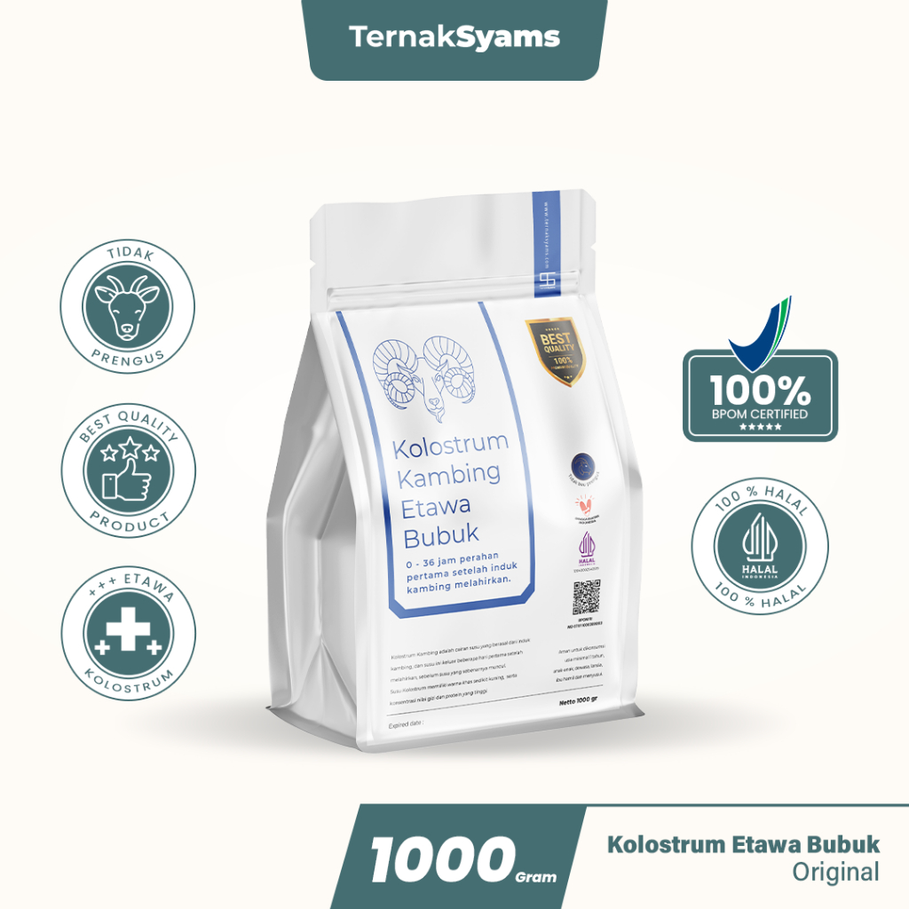 

Ternak Syams Surabaya - Premium Susu Kambing Etawa Kolostrum Colostrum Bubuk Ternak Syams 1 Kg