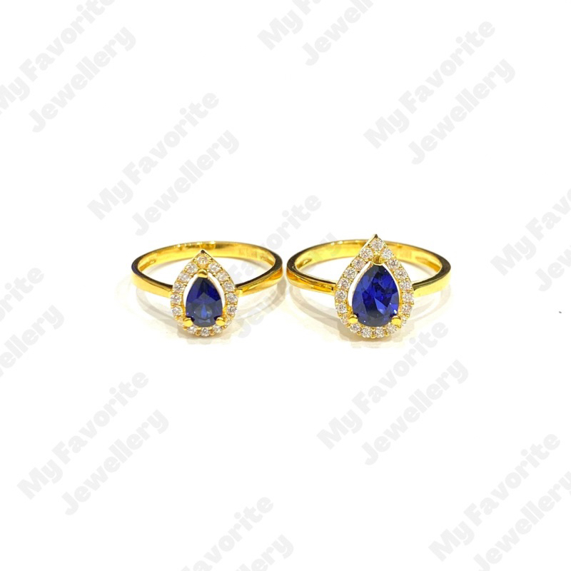Cincin Diana Pear Uk12 dan Uk14 Emas Asli Kadar 875