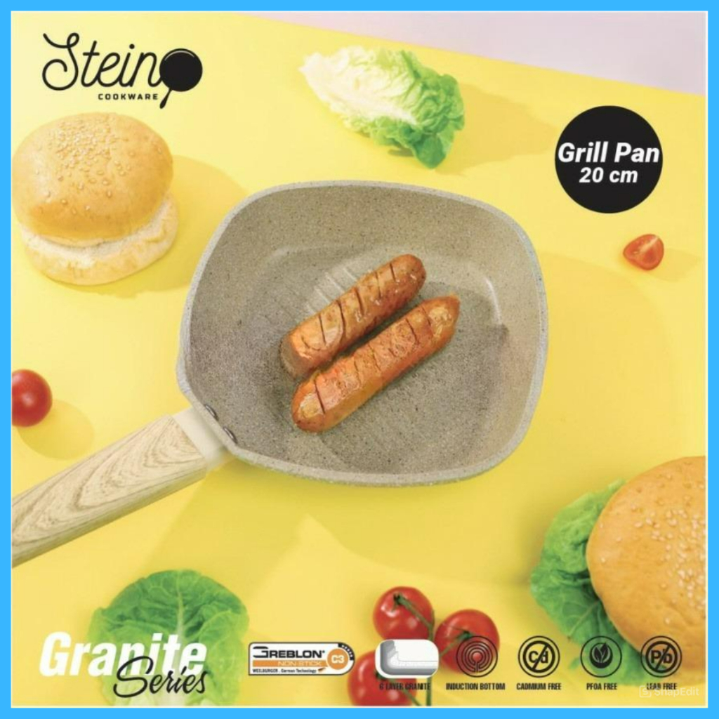 Steincookware Grill Pan Wajan Panggangan Anti Lengket 20 cm Onyx Series