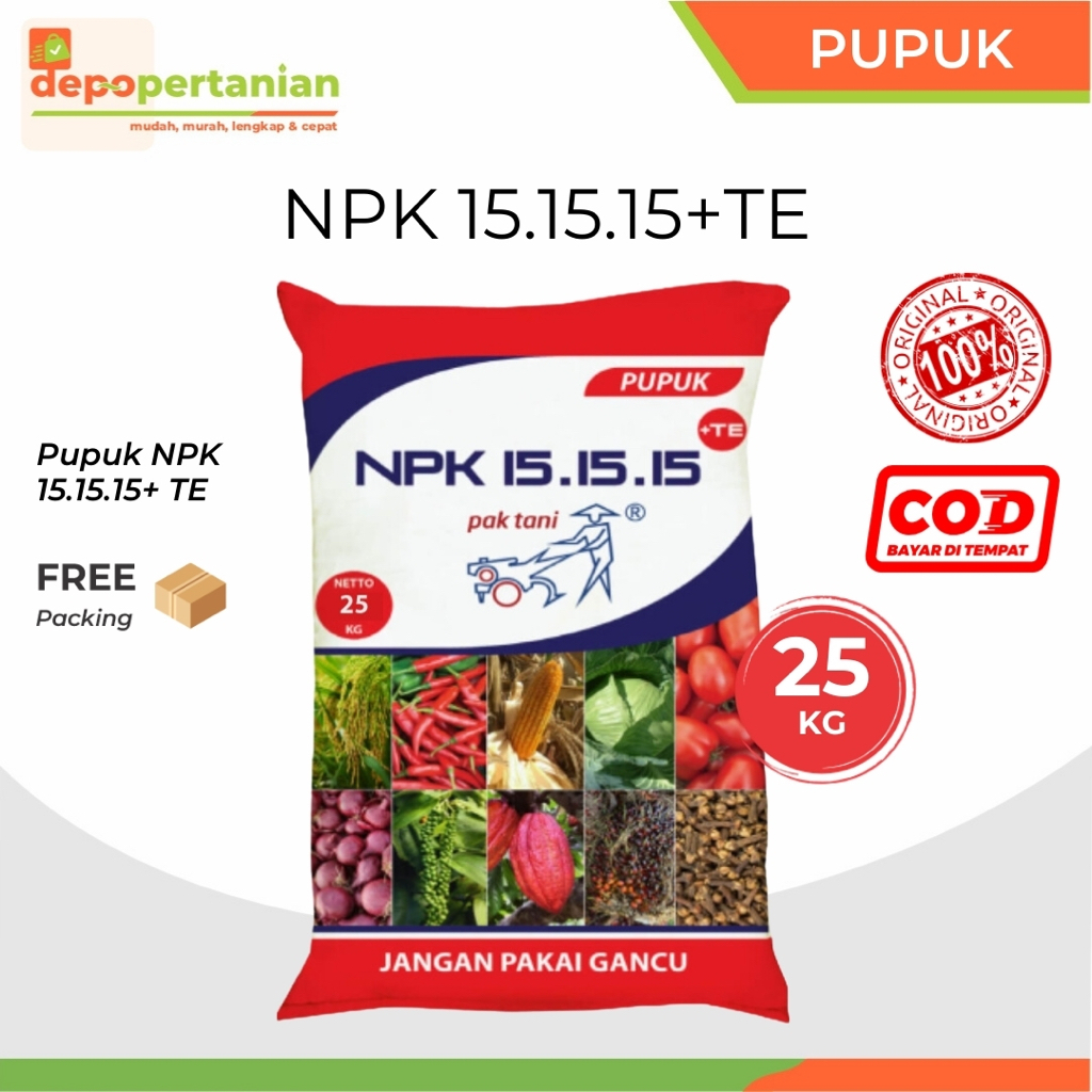 Depo Pertanian - Pupuk NPK 15.15.15 + TE Pak Tani 25 Kg