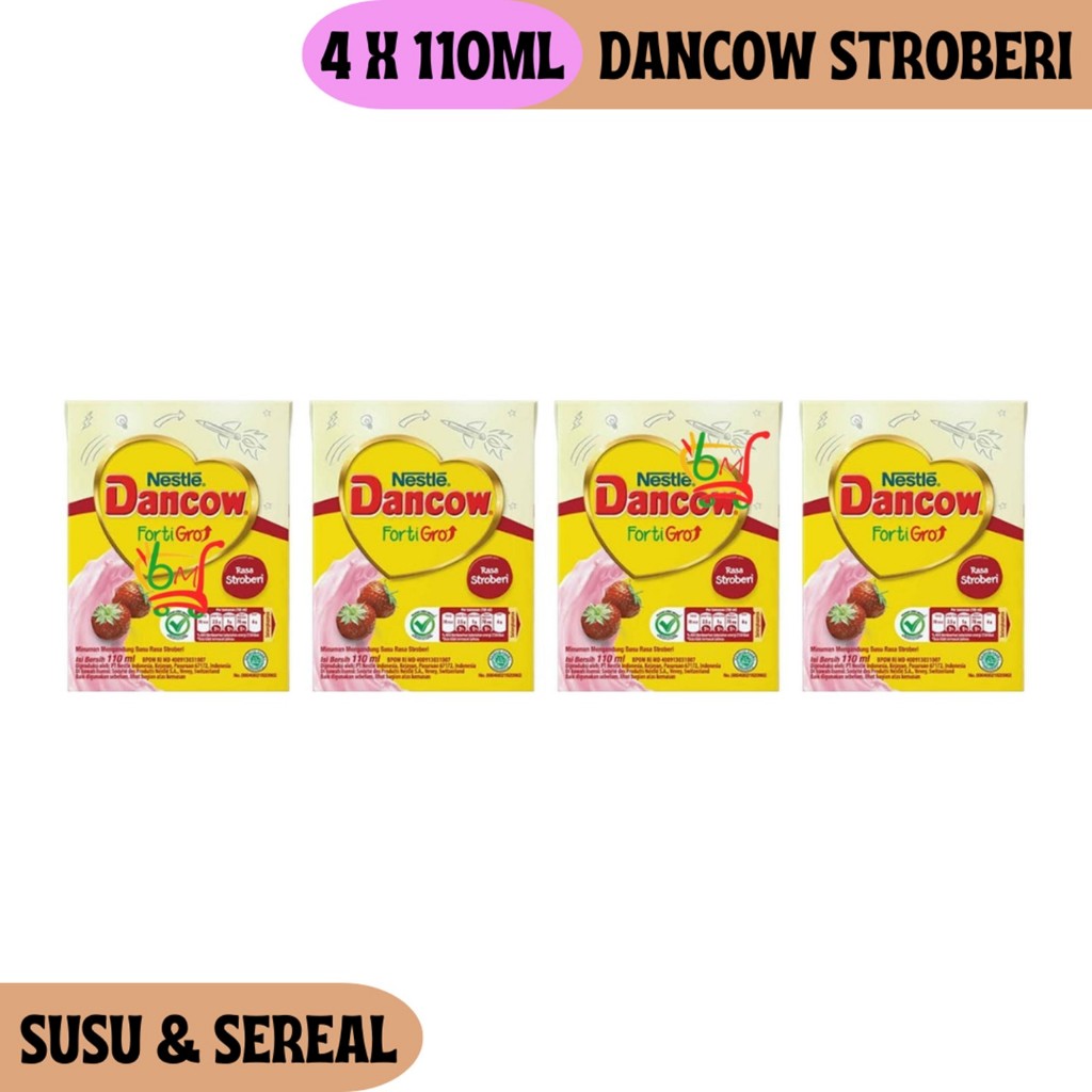 

4PCS Dancow Stroberi FortiGro Susu Cair Stroberi dari Dancow