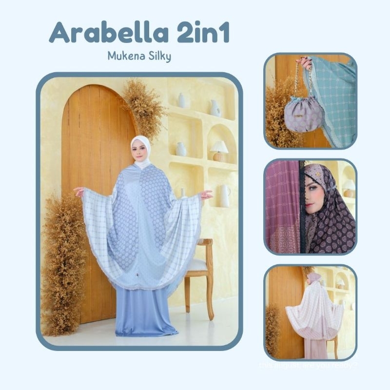 Mukena Arabella 2in1 by Moscha Silky Armani | Mukena Silk Armani Motif | Mukena Silk Premium