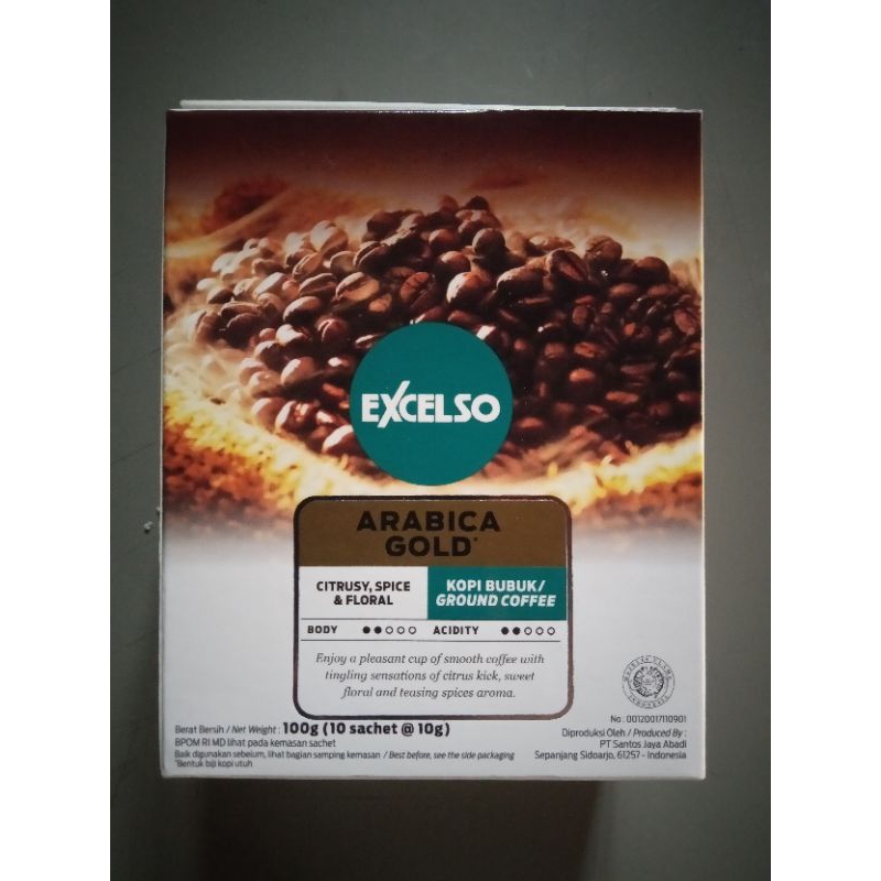 

kopi excelso arabica gold per box isi 10 sachet