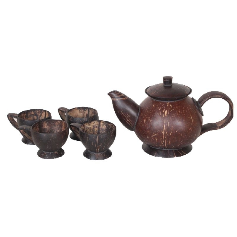 Paket Teko Poci Ceret Gelas wadah tempat air minum kopi Teh satu set Tempurung batok kelapa antik un
