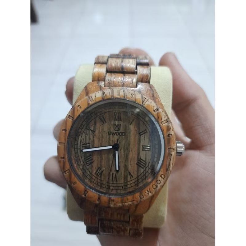 jam tangan kayu uwood preloved keren normal siap pakai
