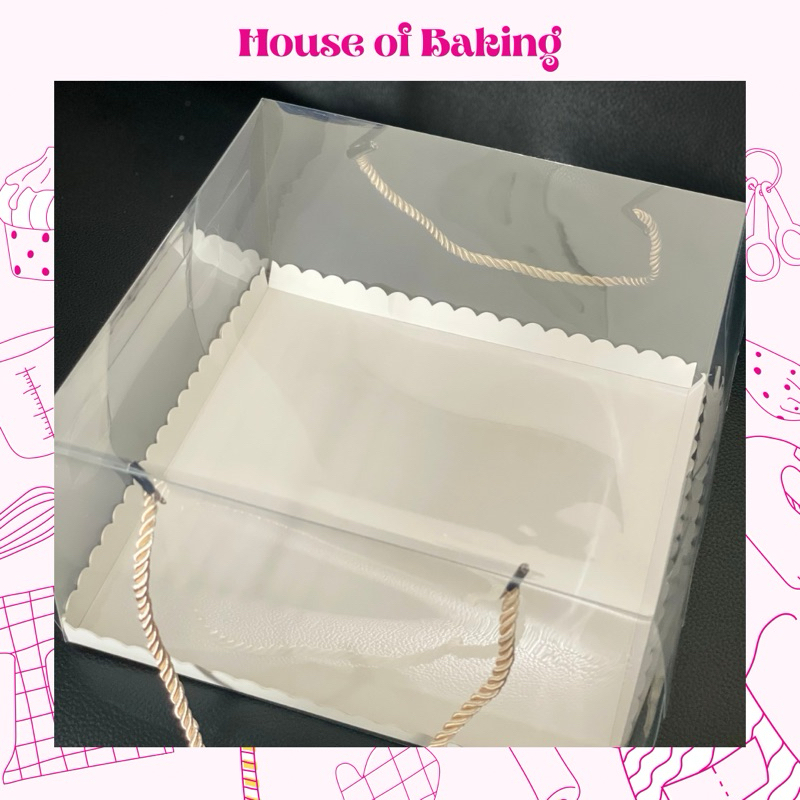 

HOB Box Mika 22x22x12 | Cake Box Transparan dengan Handle | Box Kue size 22