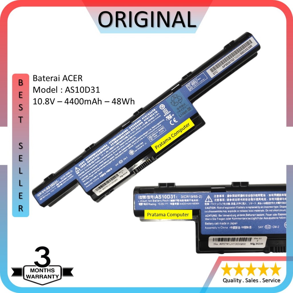 Baterai laptop acer aspire 4739 4739z as10d31 original