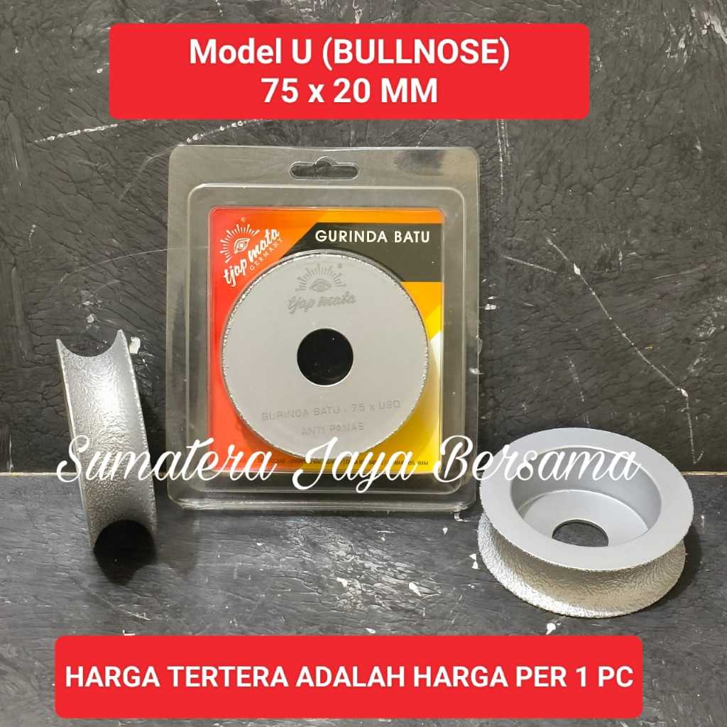 Tjap Mata batu gerinda pinggul granit 3 inch model U 75 x 20 MM marmer