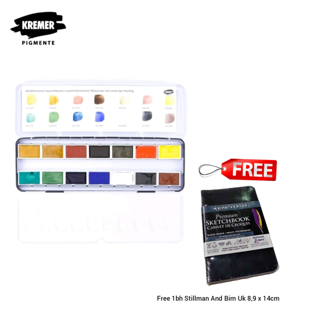 

HOLIDAY SALE!! KREMER WATERCOLOR SET LANDSCAPE PAINTING FREE STILLMAN & BIRN 8.9X14CM RANDOM