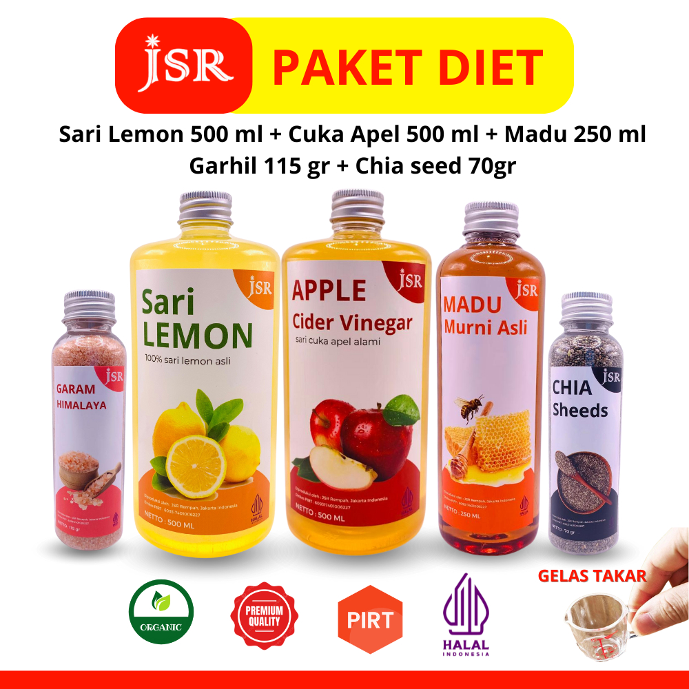 

JSR Rempah Paket Hemat Bundling Diet Sari Lemon Cuka Apel 500 ml Madu Chia Seeds dan Garam Himalaya