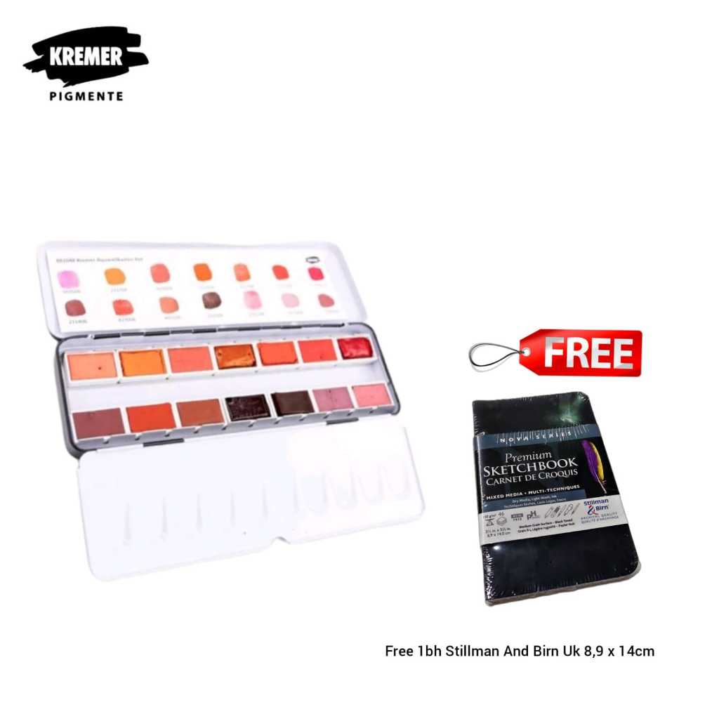 

HOLIDAY SALE!! KREMER WATERCOLOR SET RED FREE STILLMAN & BIRN 8.9X14CM RANDOM