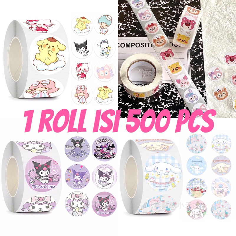 

Termurah(500 PCS) 1 roll isi 500 pcs LENGKAP STIKER ROLL SANRIO KUROMI MELODY CINNAMOROLL D!SNEY DIY KARAKTER Cute Stiker Tape Cartoon Washi Tape Masking Tape DIY