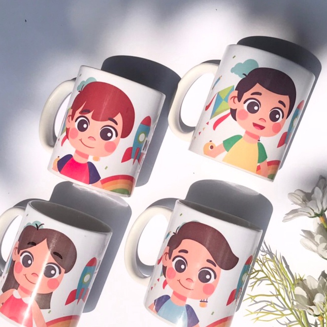 FG2 Nara Kidswear  BEST SELLER Souvenir Ulang Tahun Anak Karakter Mug Souvenir Ulang Tahun Kado Ulan