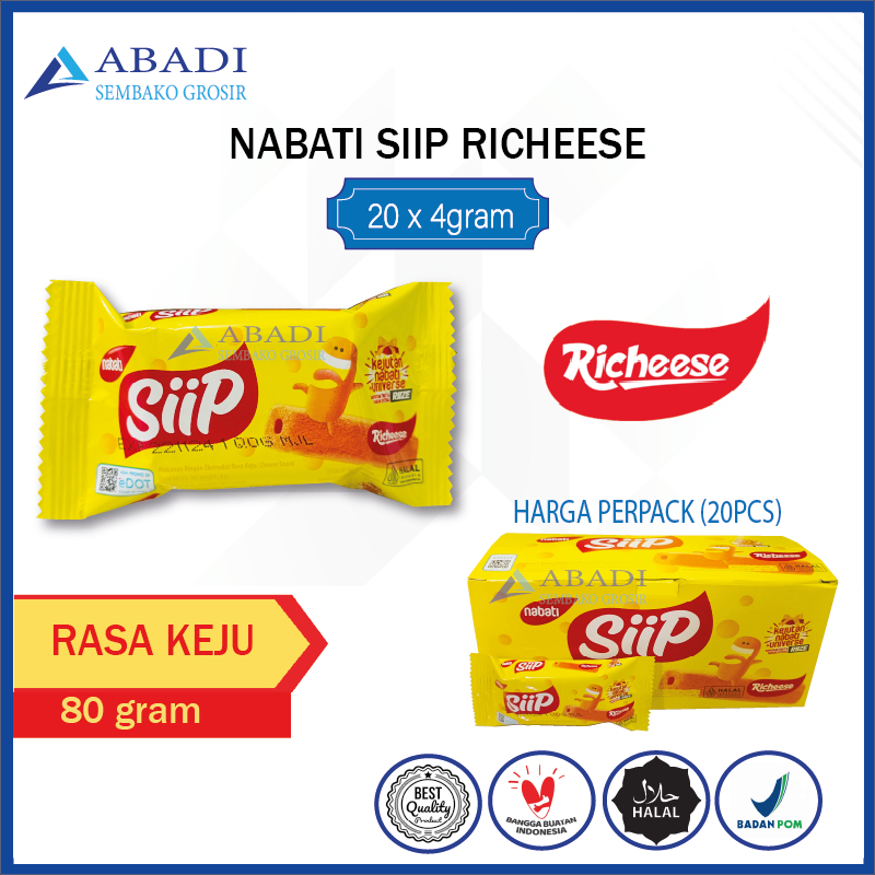 

Richeese Nabati SIIP Keju 1 Pak 1 Box 20pcs 4gram