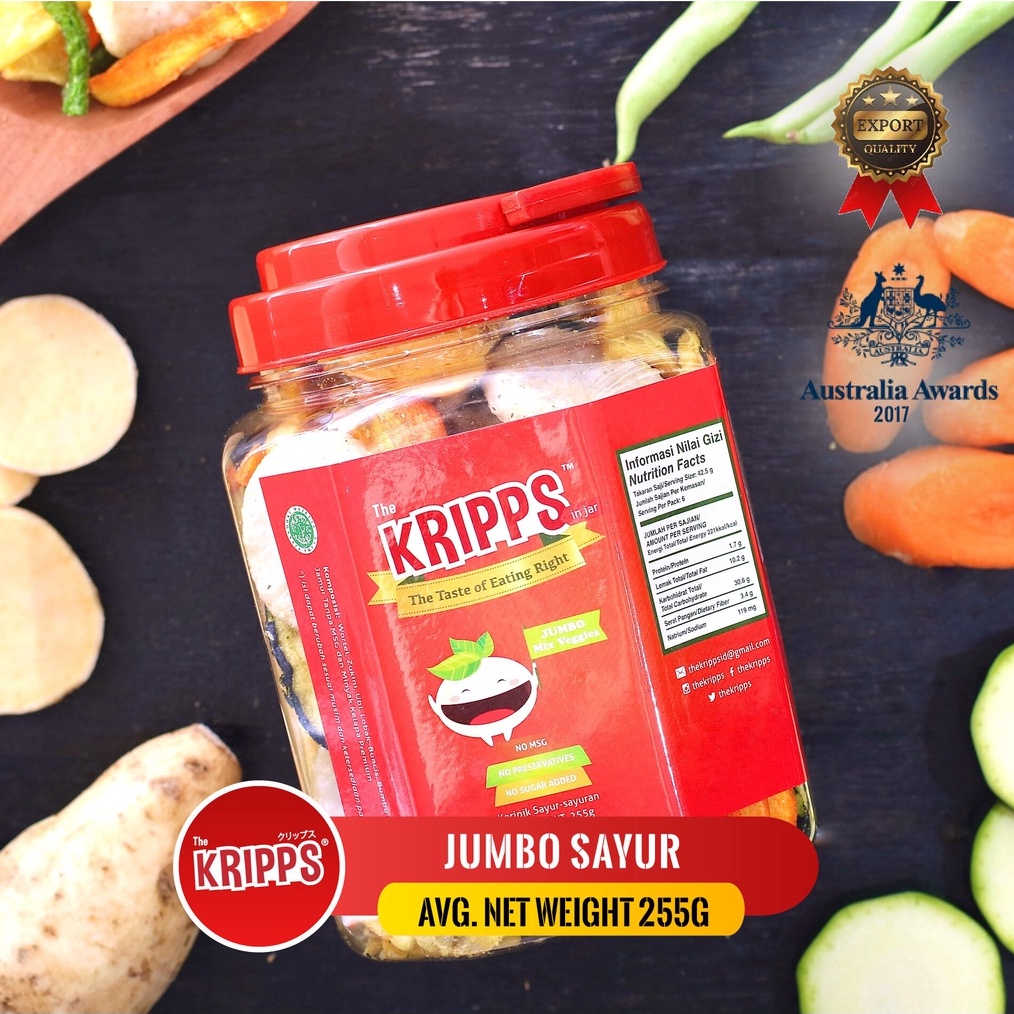 

Terlaris THE KRIPPS JUMBO SAYUR VEGAN SNACK 255g