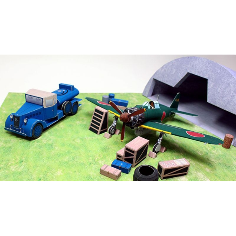 Lembaran pola papercraft diorama pesawat tempur jepang skala 48 (PJ-M2)