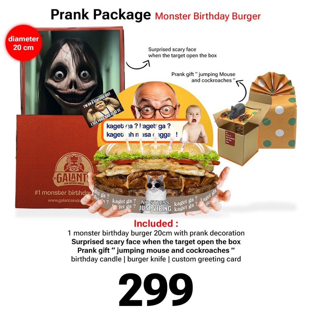 Prank Monster  Birthday Burger 20cm (Birthday Cake Aesthetic)