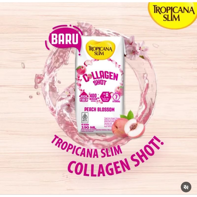

Tropicana Slim Collagen Shot Peach Blossom 200ml - Minuman Kolagen - BPOM Halal - Collagen Drink