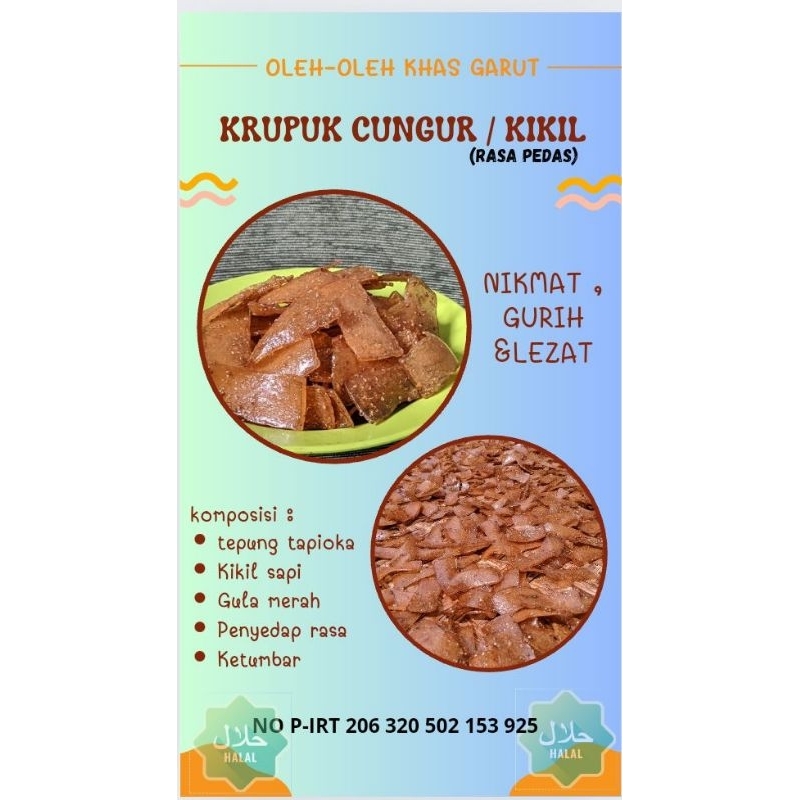 

Kerupuk cungur(kikil) MENTAH RASA PEDAS oleh oleh khas Garut 250/gram