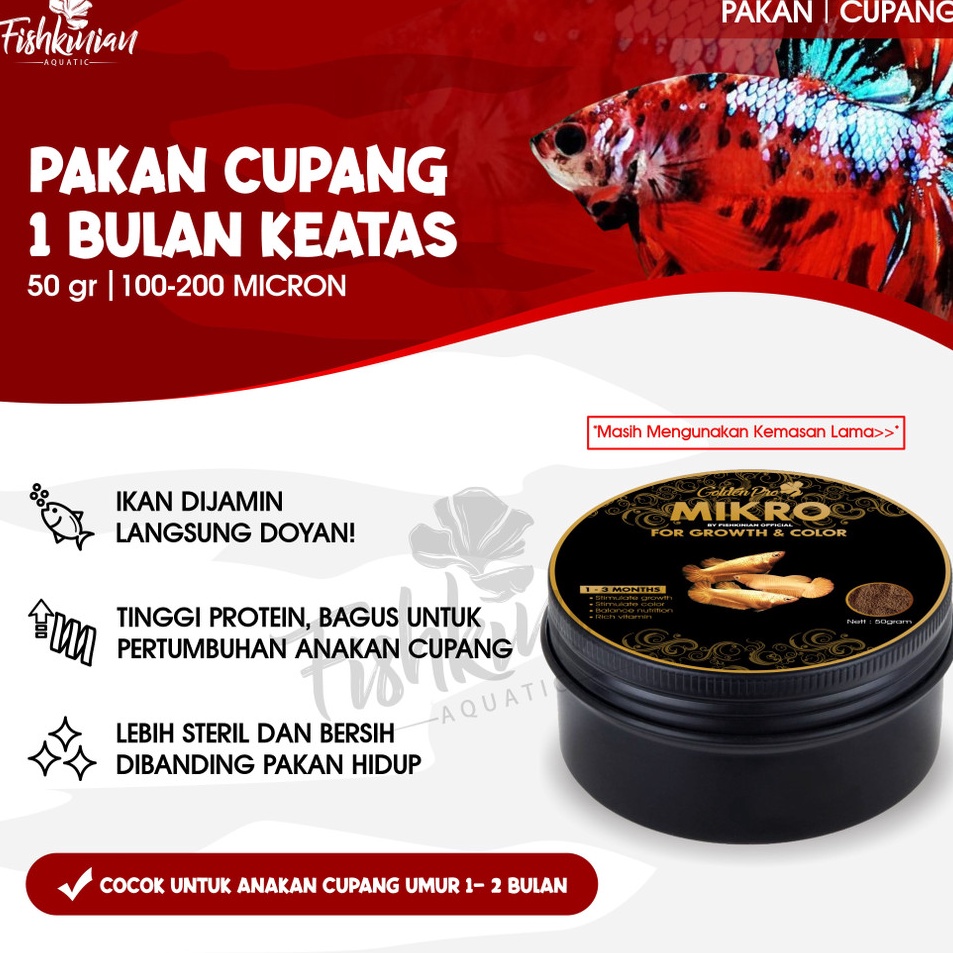 Gratis Packing  PELET CUPANG PREMIUM FISHKINIAN  MIKRO UNTUK LUBUKAN
