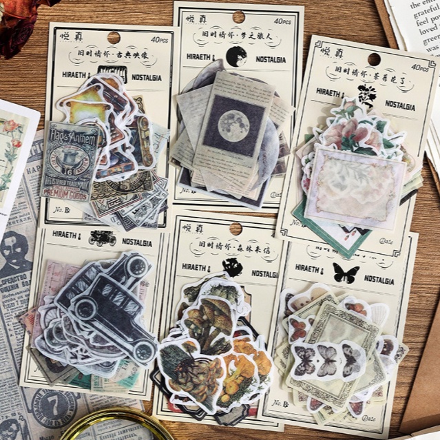 

PROMO TERBATAS Old Time Feeling Sticker Sets Series bahan Scrapbook jurnaling Stickers