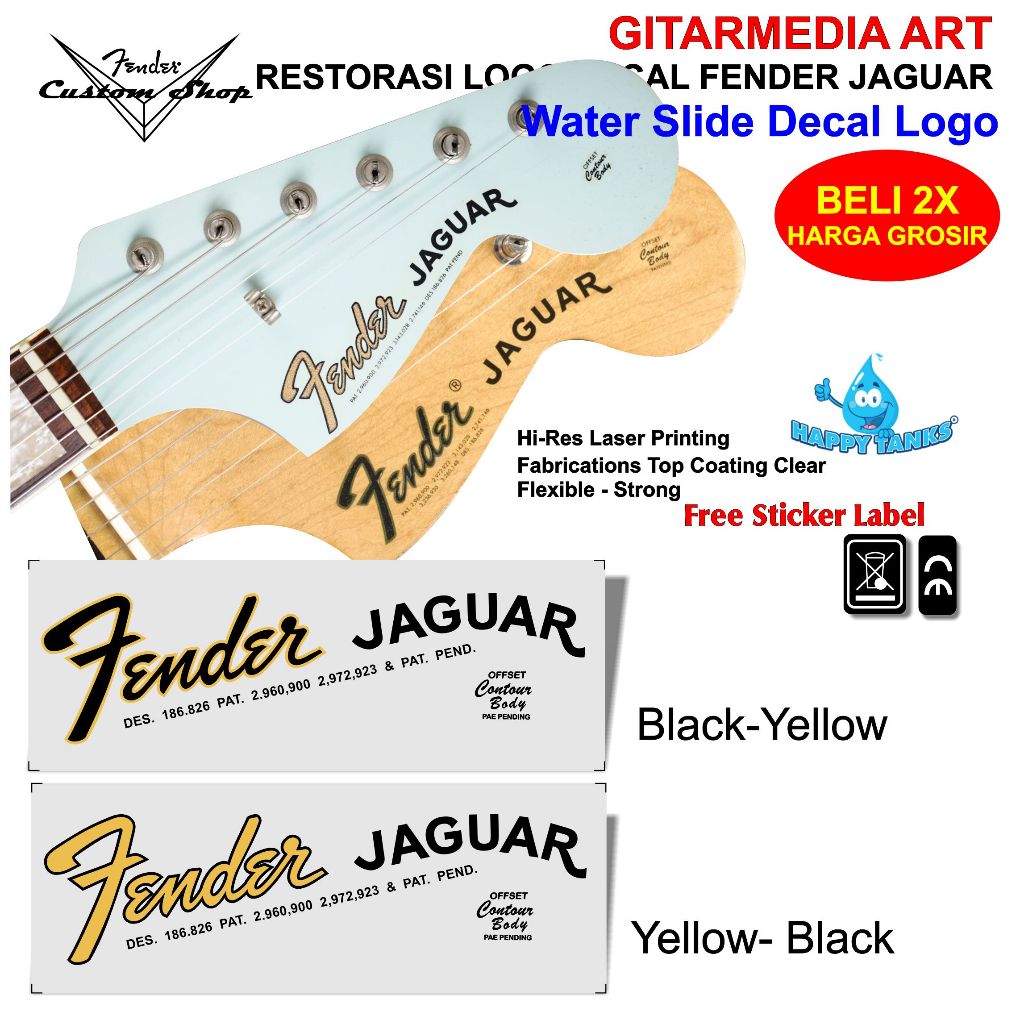 LOGO FENDER JAGUAR WATERSLIDE DECAL