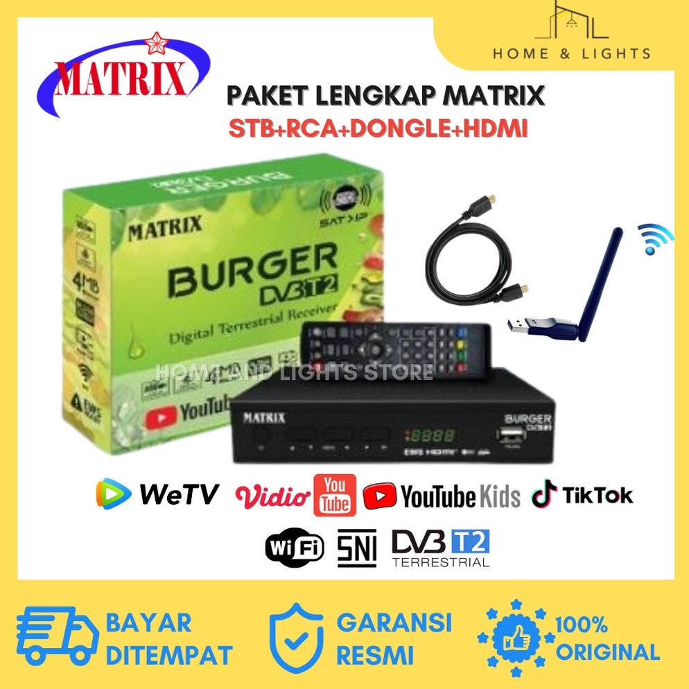 Koleksi Terbaru Set Top Box TV Digital Matrix Burger Hijau DVBT2 Matrix Apple Kuning  Set Box TV Dig