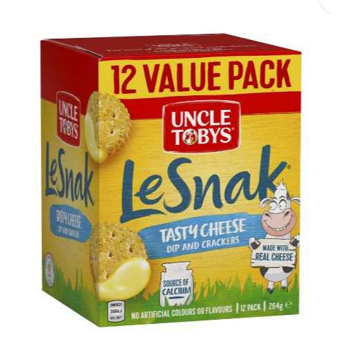 

Uncle Tobys Le Snak Dip & Crackers Tasty Cheese Variety Pack | 264g