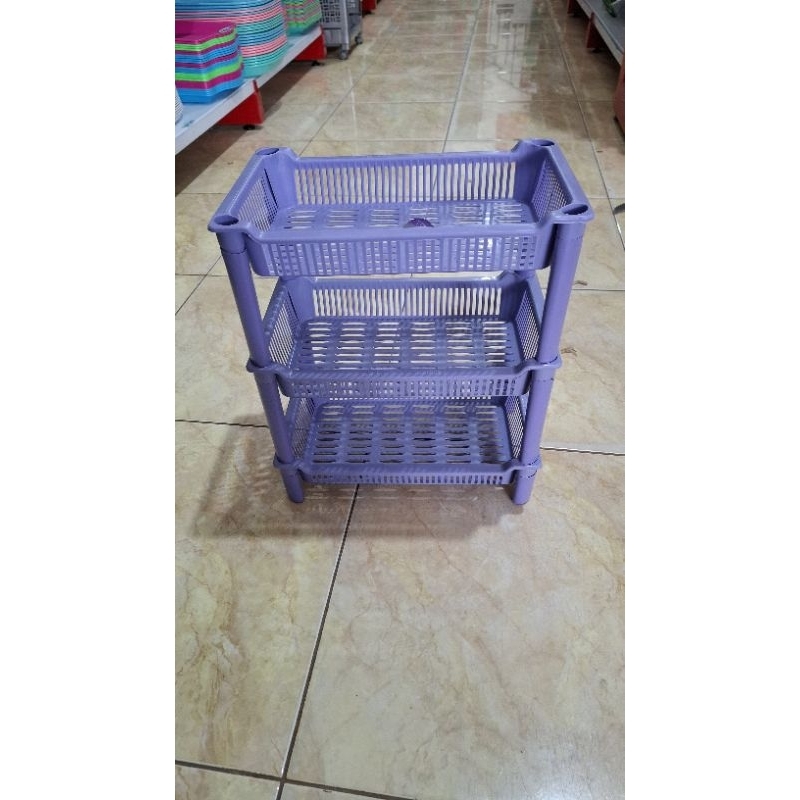 Rak bumbu Rak bawang plastik/Rak mini ais susun 3