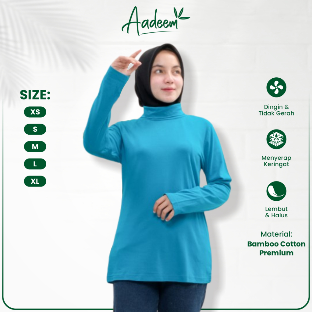Kaos Turtleneck Wanita Aadeem -  Kaos Katun Bambu Atasan Aadeem Premium Original