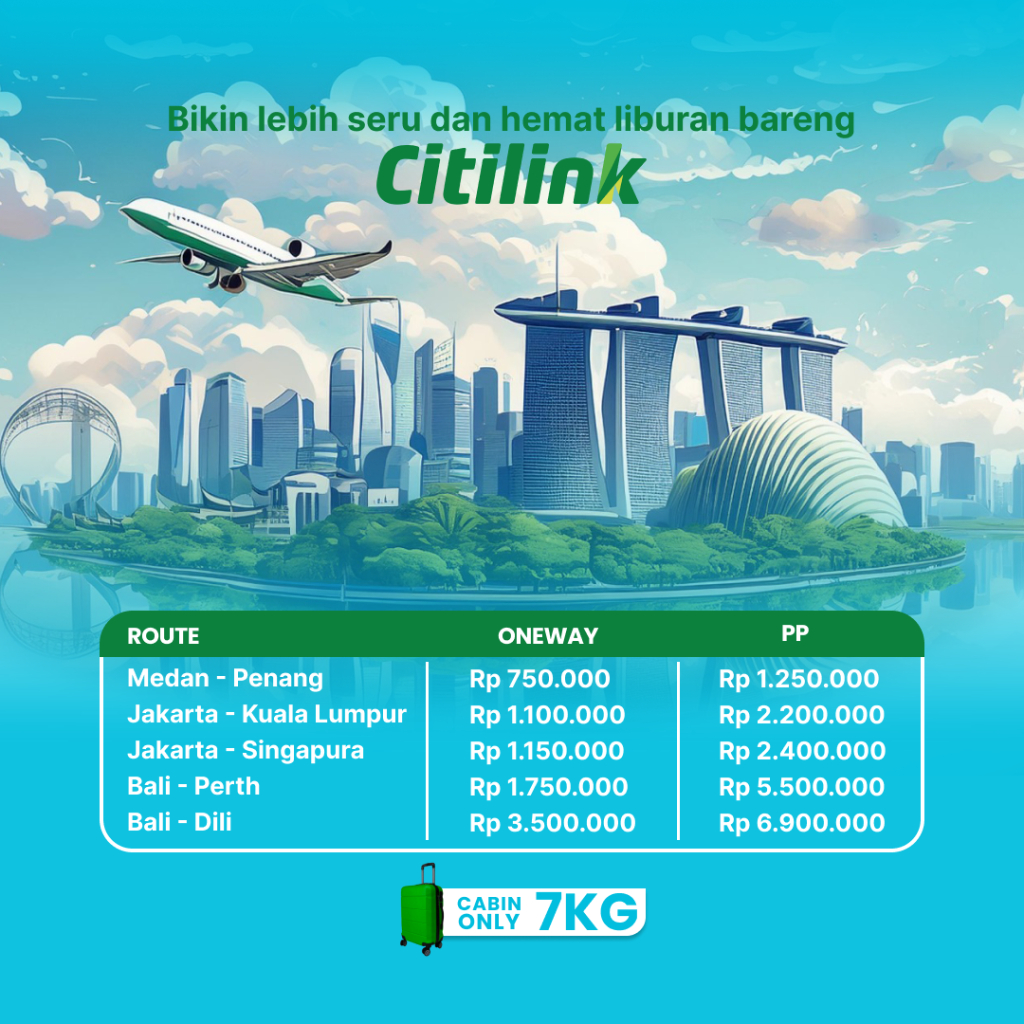 Tiket Pesawat Internasional Citilink Murah  2024