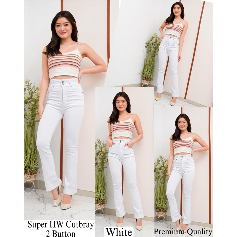 AKLA.JEANS  CELANA JEANS WANITA CUTBRAY HW IMPORT NINE ONE NINE WHITE SERIES 