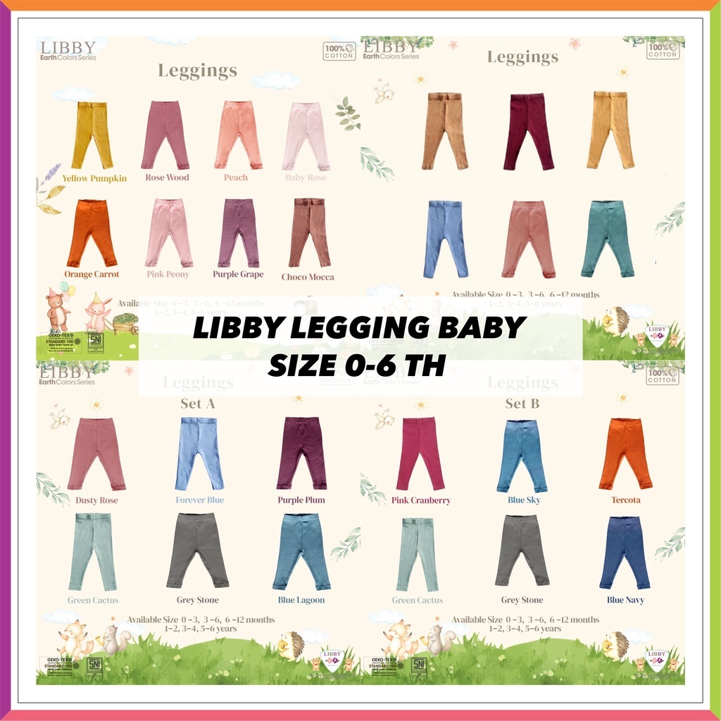 NEW LIBBY LEGGING BIG SIZE EARTH COLOUR SERIES 3-4 TAHUN 5-6 TAHUN | LEGGING BABY ❤ Fashionbabies ❤
