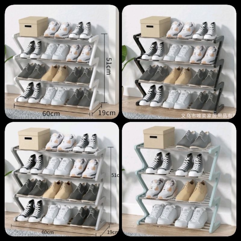 RAK SEPATU ZIGZAG SHENAR SUSUN 4 rak sepatu stainless steel susun 4 rak sepatu rak serbaguna