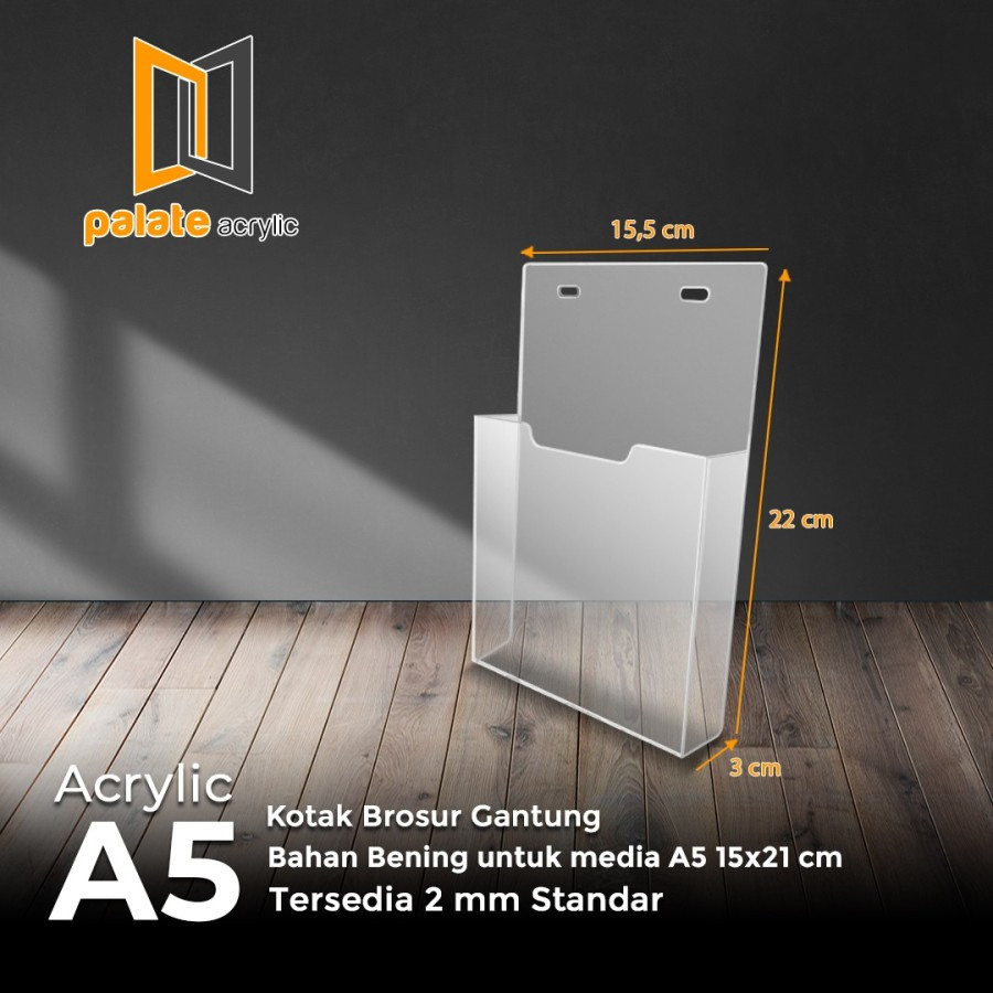 Acrylic Tempat Brosur - Akrilik Kotak Brosur / RAK / BOX A5 GANTUNG