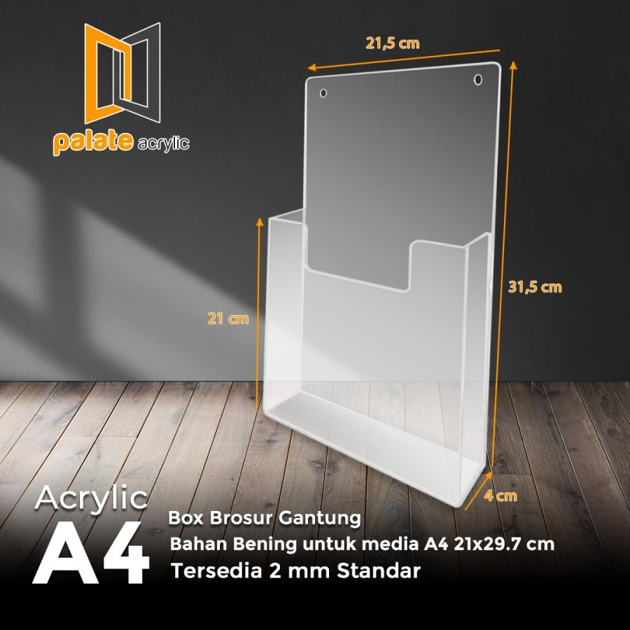 

Acrylic Tempat Brosur - Akrilik Kotak Brosur / RAK / BOX A4 GANTUNG