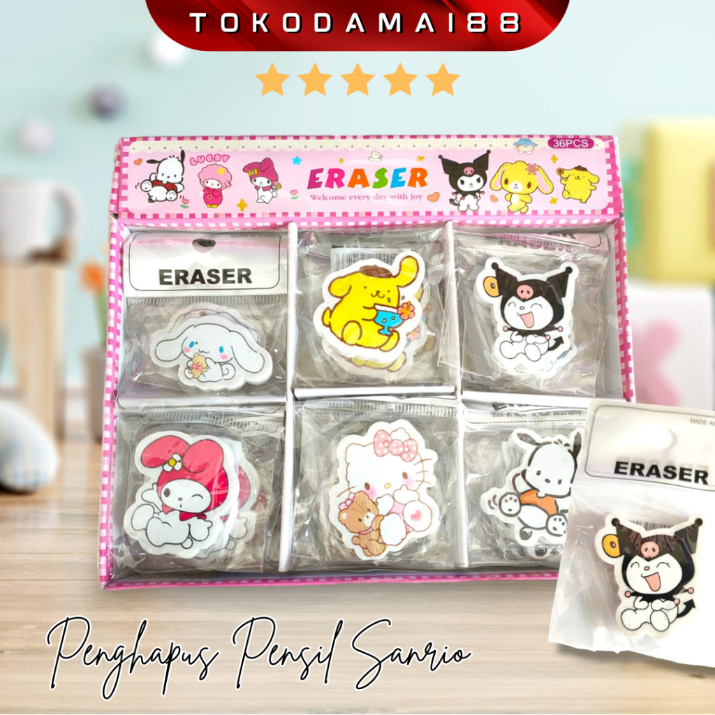 

Penghapus Pensil Sanrio/Eraser Lucu Kuromi Melody Cinnamoroll Pompompurin Pochacco