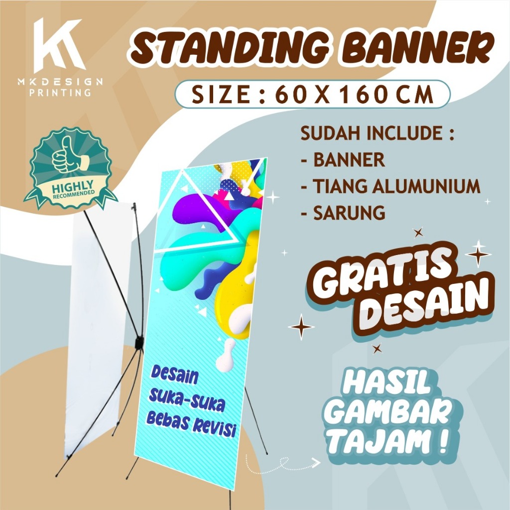 X Banner Stand Banner 160X60 CM FREE Desain Custom